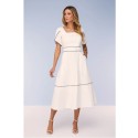 Vestido Off White Mídi Godê de Sarja Leve Titanium Jeans