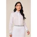 Camisa Branca de Tricoline Bordada Titanium Jeans