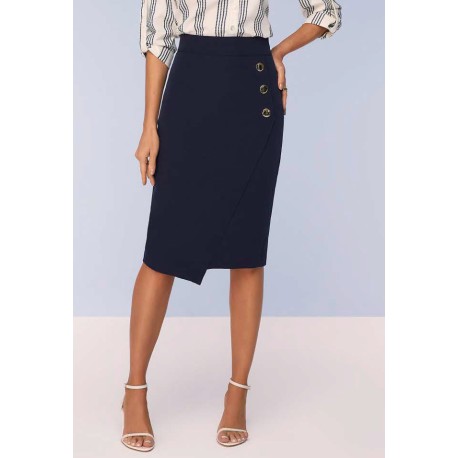 Saia Azul Marinho Lápis de Alfaiataria Titanium Jeans.