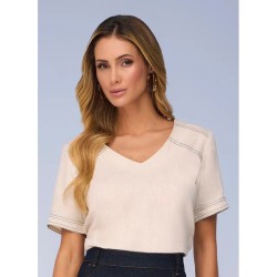 Blusa c/ costura no tom bege - Titanium.